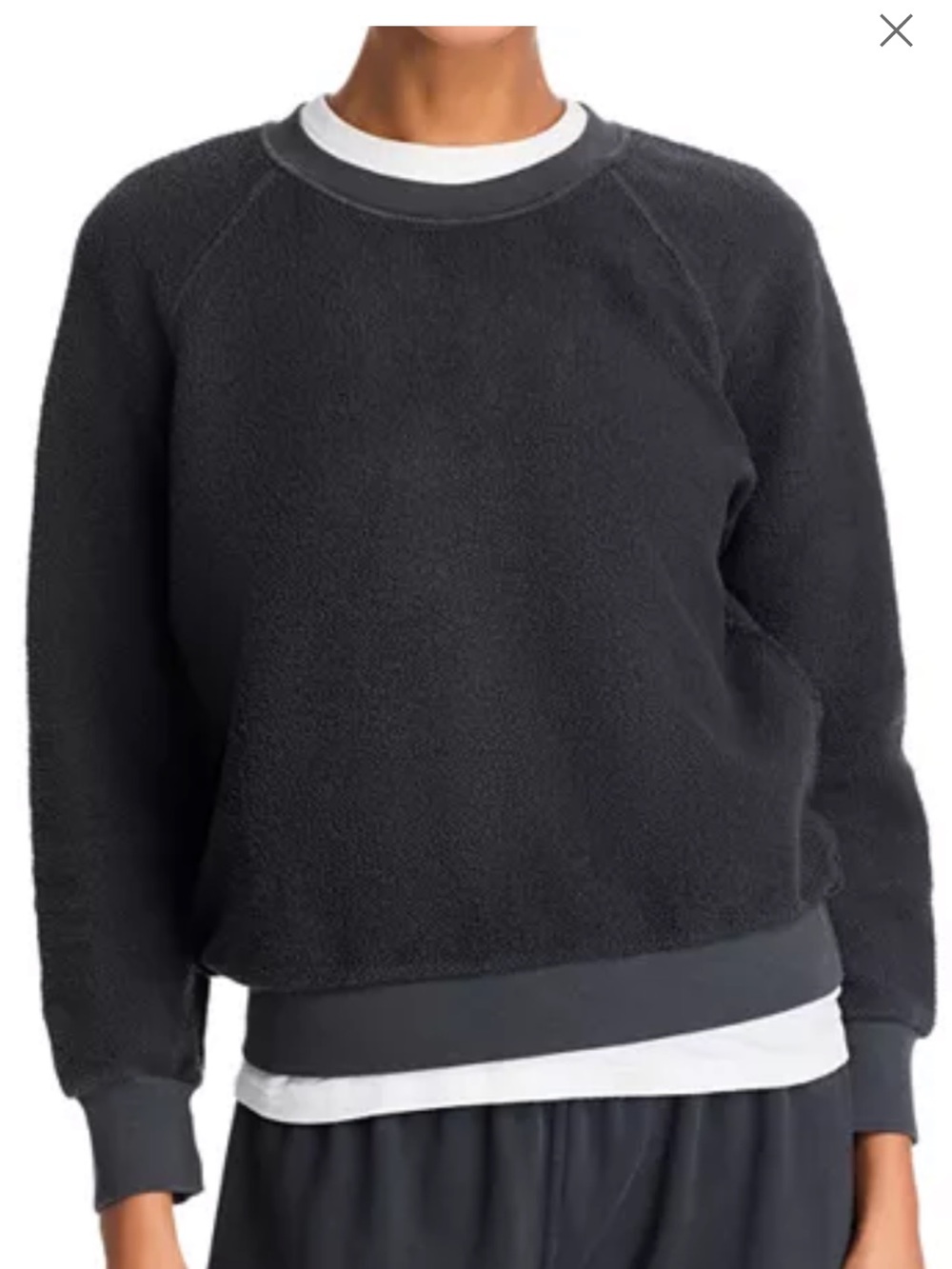 Perfect White Tee Sherpa Sweatshirt Black Crewneck Pullover Size Medium - Picture 2 of 7